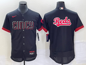 Wholesale Cheap Men\'s Cincinnati Reds Blank Black 2023 City Connect Flex Base Stitched Jersey