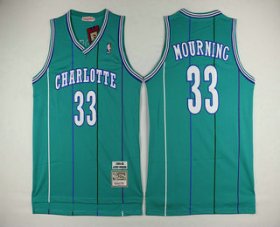 Wholesale Cheap Men\'s Charlotte Hornets #33 Alonzo Mourning 1992-93 Blue Hardwood Classics Soul Swingman Throwback Jersey