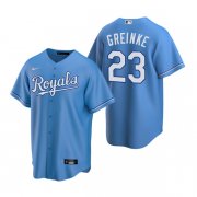 Wholesale Cheap Men's Kansas City Royals #23 Zack Greinke Light Blue Cool Base Stitched Jersey