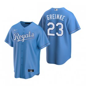 Wholesale Cheap Men\'s Kansas City Royals #23 Zack Greinke Light Blue Cool Base Stitched Jersey