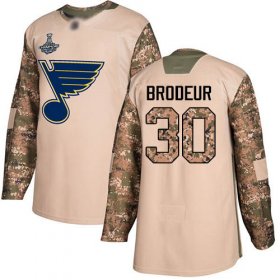 Wholesale Cheap Adidas Blues #30 Martin Brodeur Camo Authentic 2017 Veterans Day Stanley Cup Champions Stitched NHL Jersey
