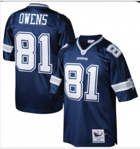 Wholesale Cheap Men\'s Dallas Cowboys #81 Terrell Owens Navy Blue Throwback Jersey