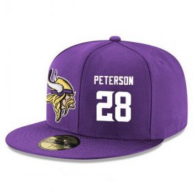 Wholesale Cheap Minnesota Vikings #28 Adrian Peterson Snapback Cap NFL Player Purple with White Number Stitched Hat