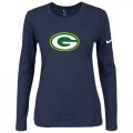 Wholesale Cheap Women's Nike Green Bay Packers Of The City Long Sleeve Tri-Blend NFL T-Shirt Dark Blue