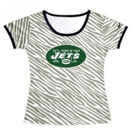 Wholesale Cheap Women\'s New York Jets Sideline Legend Authentic Logo Zebra Stripes T-Shirt