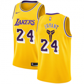 Wholesale Cheap Men\'s Los Angeles Lakers #24 Kobe Bryant Yellow Nike Swingman Black Mamba Logo Swingman Jeresy