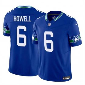 Cheap Men\'s Seattle Seahawks #6 Sam Howell Royal 2023 F.U.S.E. Vapor Throwback Limited Football Stitched Jersey