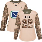 Wholesale Cheap Adidas Canucks #22 Daniel Sedin Camo Authentic 2017 Veterans Day Women's Stitched NHL Jersey