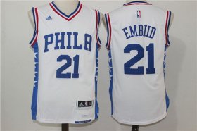 Wholesale Cheap Men\'s Philadelphia 76ers #21 Joel Embiid NEW White Stitched NBA Adidas Revolution 30 Swingman Jersey