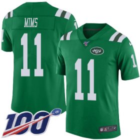 Wholesale Cheap Nike Jets #11 Denzel Mim Green Men\'s Stitched NFL Limited Rush 100th Season Jersey