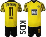 Wholesale Cheap Youth 2021-2022 Club Borussia Dortmund home yellow 11 Soccer Jersey