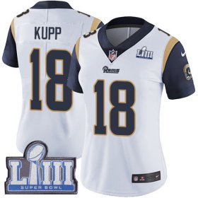 Wholesale Cheap Nike Rams #18 Cooper Kupp White Super Bowl LIII Bound Women\'s Stitched NFL Vapor Untouchable Limited Jersey