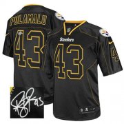 Wholesale Cheap Nike Steelers #43 Troy Polamalu Lights Out Black Men's Stitched NFL Elite Autographed Jersey