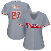 Wholesale Cheap Phillies #27 Aaron Nola Grey Road Women's Stitched MLB Jersey
