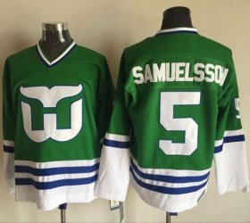 Wholesale Cheap Whalers #5 Ulf Samuelsson Green CCM Throwback Stitched NHL Jersey