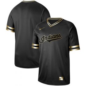 Wholesale Cheap Nike Indians Blank Black Gold Authentic Stitched MLB Jersey