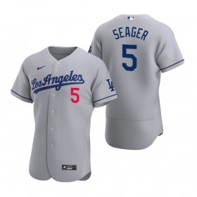 Wholesale Cheap Men\'s Los Angeles Dodgers #5 Corey Seager Nike Gray 2020 Road MLB Flex Base Jersey