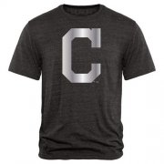 Wholesale Cheap Cleveland Indians Fanatics Apparel Platinum Collection Tri-Blend T-Shirt Black