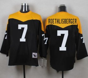Wholesale Cheap Mitchell And Ness 1967 Steelers #7 Ben Roethlisberger Black/Yelllow Throwback Men\'s Stitched NFL Jersey