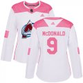 Wholesale Cheap Adidas Avalanche #9 Lanny McDonald White/Pink Authentic Fashion Women's Stitched NHL Jersey