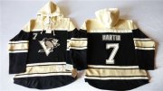 Wholesale Cheap Penguins #7 Paul Martin Black Sawyer Hooded Sweatshirt Stitched NHL Jersey