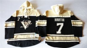 Wholesale Cheap Penguins #7 Paul Martin Black Sawyer Hooded Sweatshirt Stitched NHL Jersey