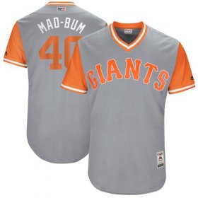 Wholesale Cheap Giants #40 Madison Bumgarner Gray \"Mad-Bum\" Players Weekend Authentic Stitched MLB Jersey