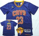 Wholesale Cheap Men's Cleveland Cavaliers #23 LeBron James 2015 The Finals New Navy Blue Short-Sleeved Jersey