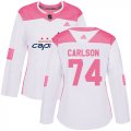Wholesale Cheap Adidas Capitals #74 John Carlson White/Pink Authentic Fashion Women's Stitched NHL Jersey