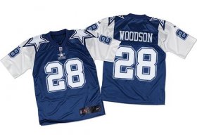 Wholesale Cheap Nike Cowboys #28 Darren Woodson Navy Blue/White Men\'s Stitched NFL Throwback Elite Jersey