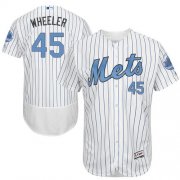 Wholesale Cheap Mets #45 Zack Wheeler White(Blue Strip) Flexbase Authentic Collection Father's Day Stitched MLB Jersey
