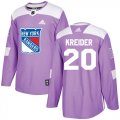 Wholesale Cheap Adidas Rangers #20 Chris Kreider Purple Authentic Fights Cancer Stitched Youth NHL Jersey