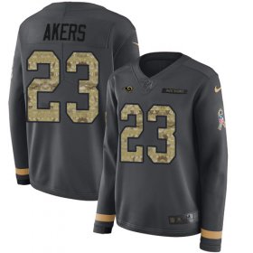 Wholesale Cheap Nike Rams #23 Cam Akers Anthracite Salute to Service Women\'s Stitched NFL Limited Therma Long Sleeve Jersey