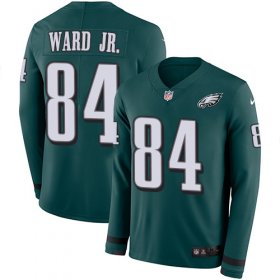 Wholesale Cheap Nike Eagles #84 Greg Ward Jr. Green Team Color Men\'s Stitched NFL Limited Therma Long Sleeve Jersey