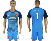 Wholesale Cheap Manchester United #1 De Gea Blue Soccer Club Jersey