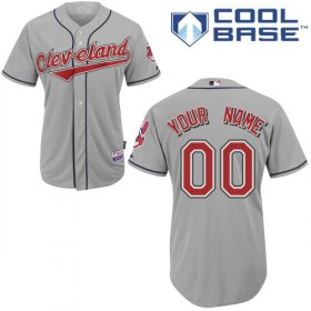 Wholesale Cheap Indians Personalized Authentic Grey MLB Jersey (S-3XL)
