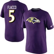 Wholesale Cheap Nike Baltimore Ravens #5 Joe Flacco Name & Number NFL T-Shirt Purple