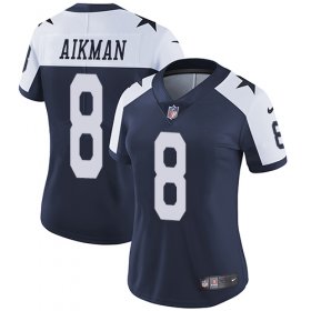 Wholesale Cheap Nike Cowboys #8 Troy Aikman Navy Blue Thanksgiving Women\'s Stitched NFL Vapor Untouchable Limited Throwback Jersey