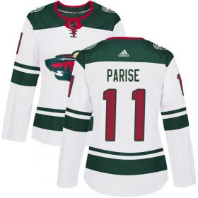 Wholesale Cheap Adidas Wild #11 Zach Parise White Road Authentic Women\'s Stitched NHL Jersey