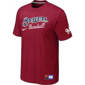 Wholesale Cheap Milwaukee Brewers Nike Short Sleeve Practice MLB T-Shirt Red