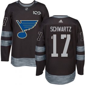 Wholesale Cheap Adidas Blues #17 Jaden Schwartz Black 1917-2017 100th Anniversary Stitched NHL Jersey