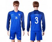 Wholesale Cheap France #3 Evra Home Long Sleeves Soccer Country Jersey