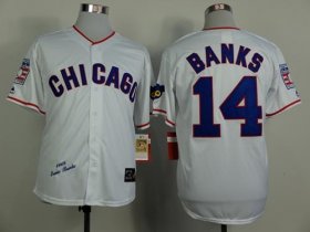 Wholesale Cheap Mitchell And Ness 1968 Cubs #14 Ernie Banks White Throwback Stitched MLB Jersey