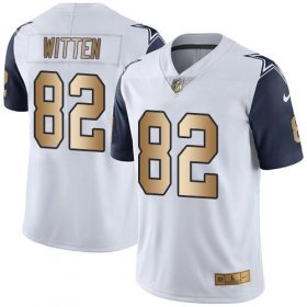 Wholesale Cheap Nike Cowboys #82 Jason Witten White Men\'s Stitched NFL Limited Gold Rush Jersey