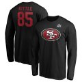 Wholesale Cheap Men's San Francisco 49ers #85 George Kittle NFL Black Super Bowl LIV Bound Halfback Player Name & Number Long Sleeve T-Shirt