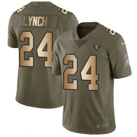 Wholesale Cheap Nike Raiders #24 Marshawn Lynch Olive/Gold Men\'s Stitched NFL Limited 2017 Salute To Service Jersey