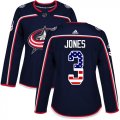 Wholesale Cheap Adidas Blue Jackets #3 Seth Jones Navy Blue Home Authentic USA Flag Women's Stitched NHL Jersey