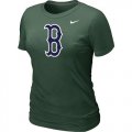 Wholesale Cheap Women's MLB Boston Red Sox Heathered Nike Blended T-Shirt Dark Green