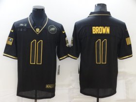 Wholesale Cheap Men\'s Philadelphia Eagles #11 A. J. Brown 2020 Black Gold Salute To Service Limited Stitched NFL Jersey