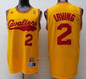 Wholesale Cheap Men\'s Cleveland Cavaliers #2 Kyrie Irving 2009 Yellow Hardwood Classics Soul Swingman Throwback Jersey